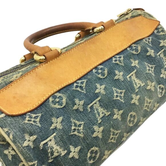 Authentic LOUIS VUITTON Monogram Denim Neo Speedy 30 Blue Handbag Shoulder Bag - Picture 9 of 16